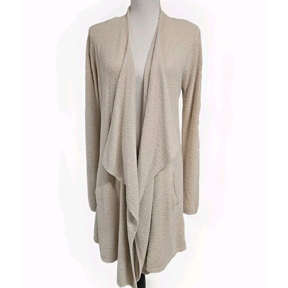 Barefoot Dreams Cozy Chic Lite Island Wrap Cardigan Pockets Cream Beige L/XL - Picture 2 of 9